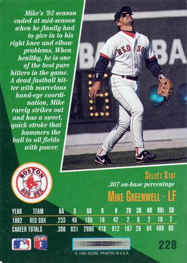 Mike Greenwell  baseball card collectible - Main Image 2