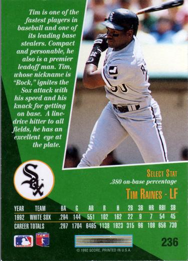 Tim Raines  baseball card collectible - Main Image 2