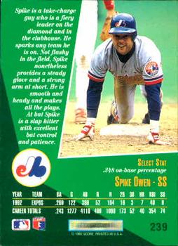 Spike Owen  baseball card collectible - Main Image 2