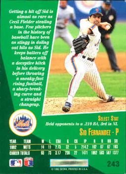 Sid Fernandez  baseball card collectible - Main Image 2