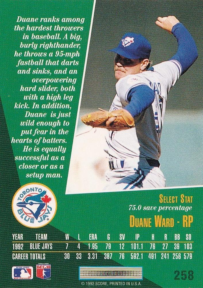 Duane Ward  baseball card collectible - Main Image 2