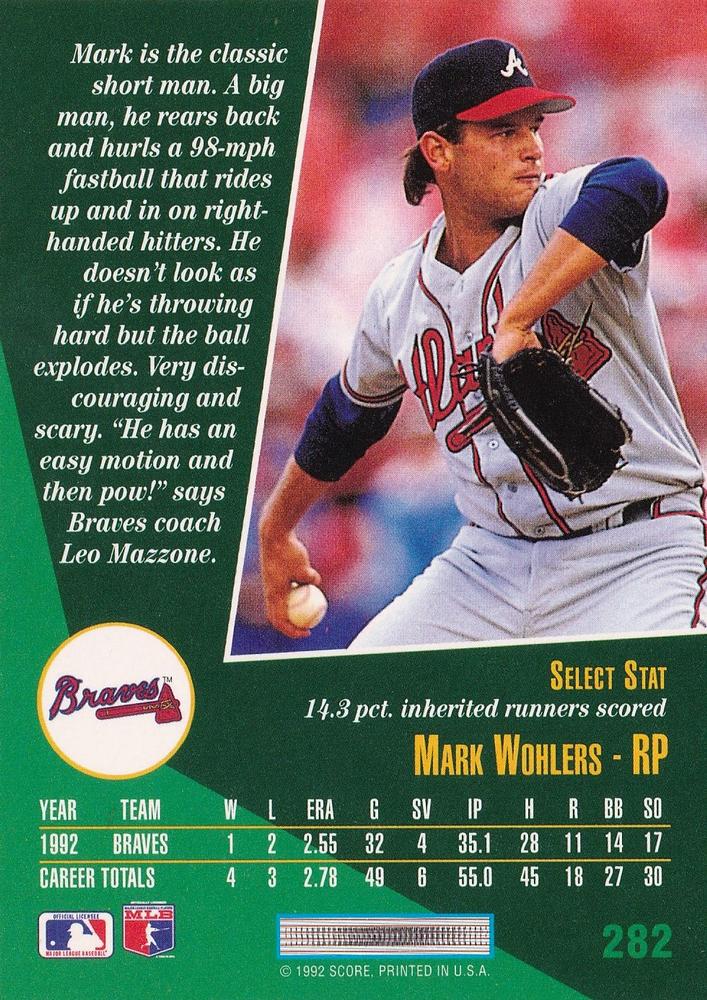 Mark Wohlers  baseball card collectible - Main Image 2