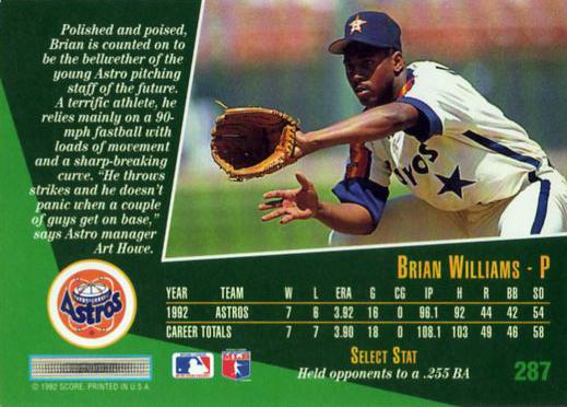 Brian Williams  baseball card collectible - Main Image 2