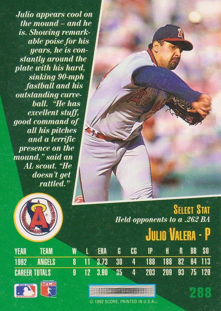 Julio Valera  baseball card collectible - Main Image 2