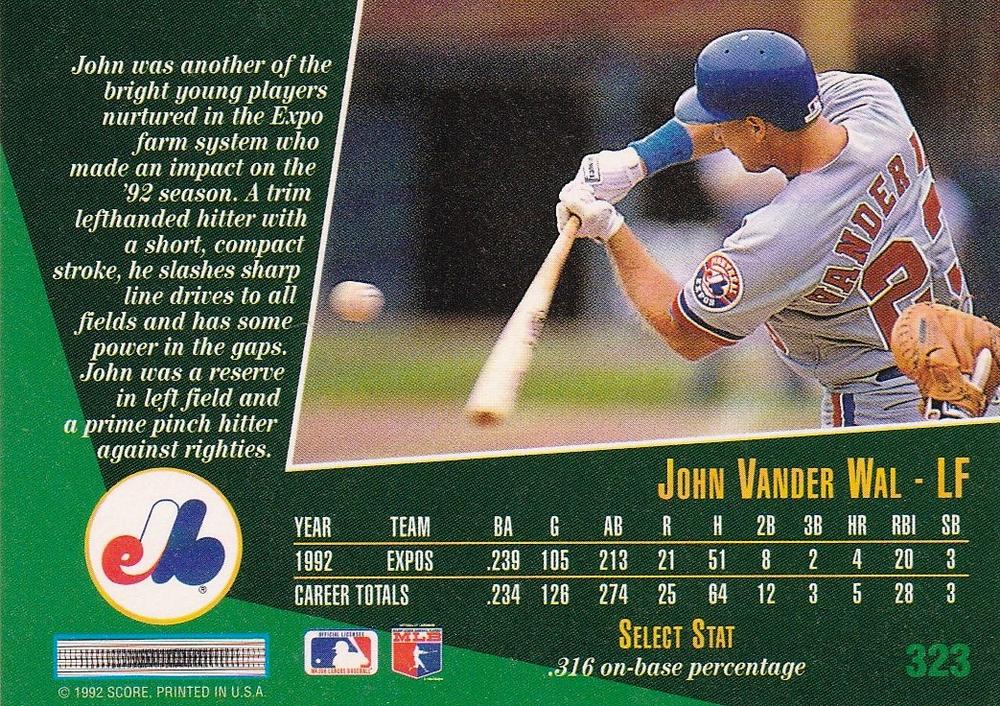 John Vander Wal  baseball card collectible - Main Image 2