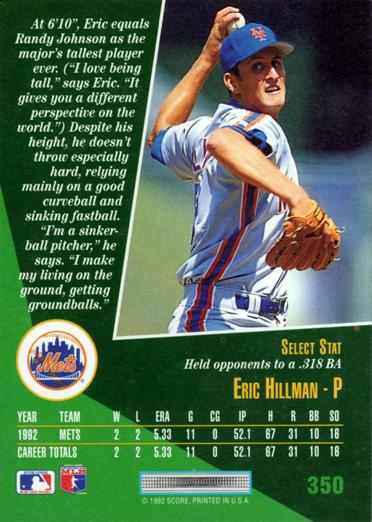 Eric Hillman  baseball card collectible - Main Image 2