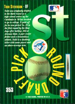 Todd Steverson  baseball card collectible - Main Image 2