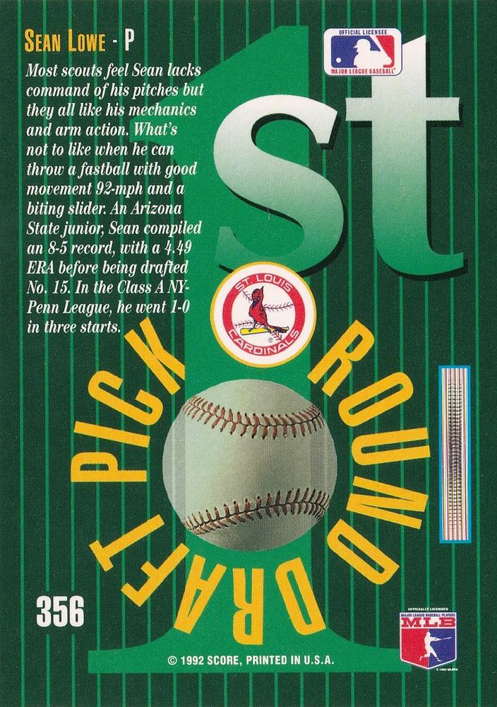 Sean Lowe  baseball card collectible - Main Image 2