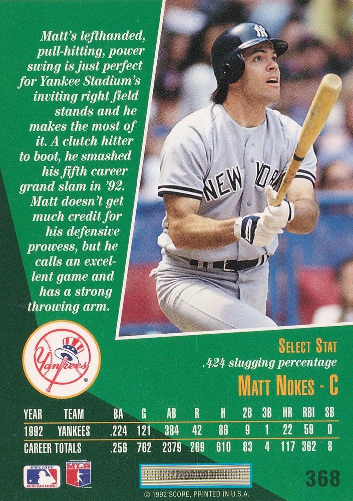 Matt Nokes  baseball card collectible - Main Image 2