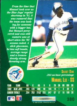 Manuel Lee  baseball card collectible - Main Image 2