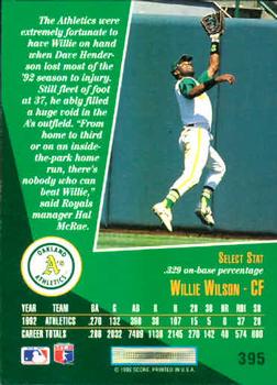 Willie Wilson  baseball card collectible - Main Image 2