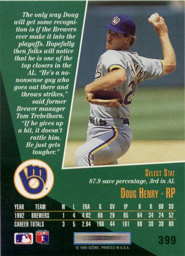 Doug Henry  baseball card collectible - Main Image 2
