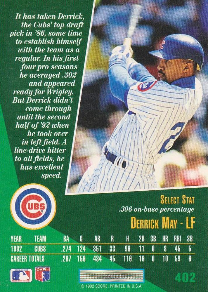 Derrick May  baseball card collectible - Main Image 2