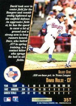 David Hulse  baseball card collectible - Main Image 2