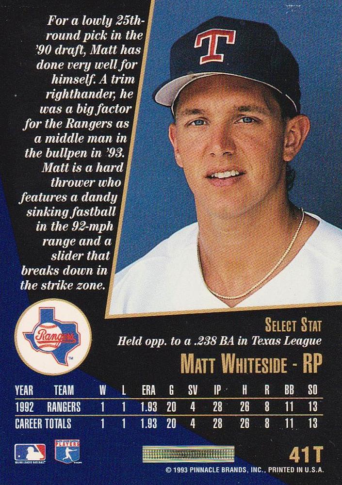 Matt Whiteside  baseball card collectible - Main Image 2