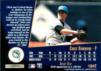 Chris Hammond  baseball card collectible - Main Image 2