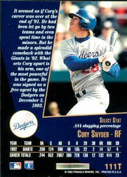 Cory Snyder  baseball card collectible - Main Image 2