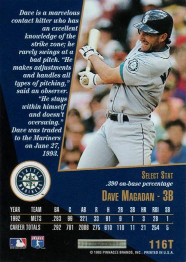 Dave Magadan  baseball card collectible - Main Image 2