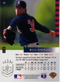 Russ Springer  baseball card collectible - Main Image 2