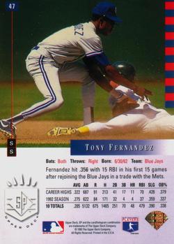 Tony Fernandez  baseball card collectible - Main Image 2