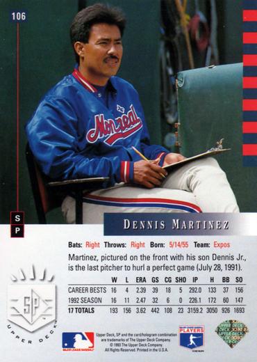 Dennis Martinez  baseball card collectible - Main Image 2