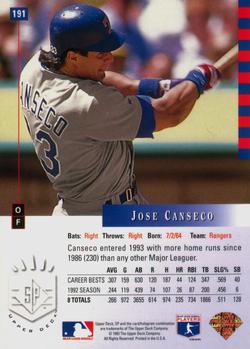 Jose Canseco  baseball card collectible - Main Image 2