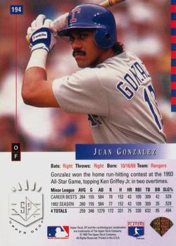 Juan Gonzalez  baseball card collectible - Main Image 2
