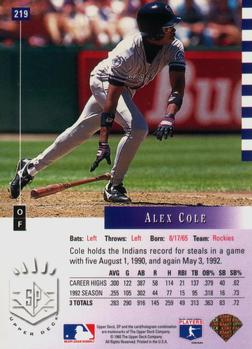 Alex Cole  baseball card collectible - Main Image 2