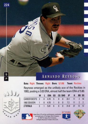 Armando Reynoso  baseball card collectible - Main Image 2