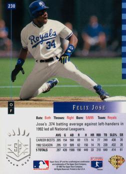 Felix Jose  baseball card collectible - Main Image 2