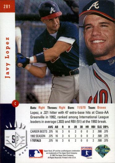 Javy Lopez  baseball card collectible - Main Image 2
