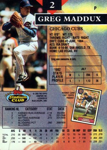 Greg Maddux  baseball card collectible - Main Image 2