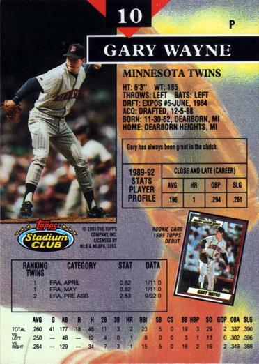 Gary Wayne  baseball card collectible - Main Image 2