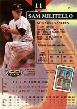 Sam Militello  baseball card collectible - Main Image 2