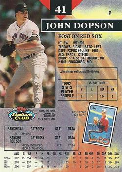 John Dopson  baseball card collectible - Main Image 2