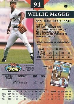 Willie McGee  baseball card collectible - Main Image 2