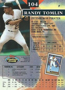 Randy Tomlin  baseball card collectible - Main Image 2