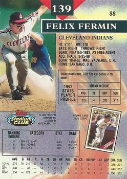 Felix Fermin  baseball card collectible - Main Image 2