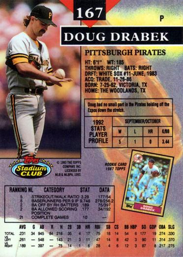 Doug Drabek  baseball card collectible - Main Image 2
