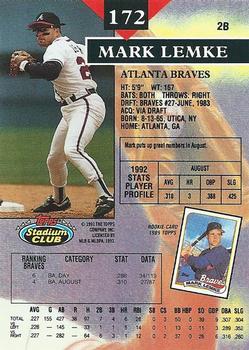 Mark Lemke  baseball card collectible - Main Image 2