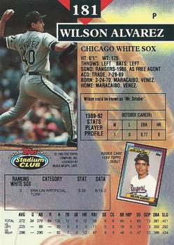 Wilson Alvarez  baseball card collectible - Main Image 2