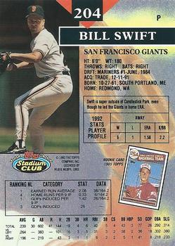 Bill Swift  baseball card collectible - Main Image 2