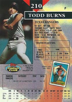 Todd Burns  baseball card collectible - Main Image 2