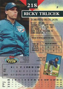 Ricky Trlicek  baseball card collectible - Main Image 2