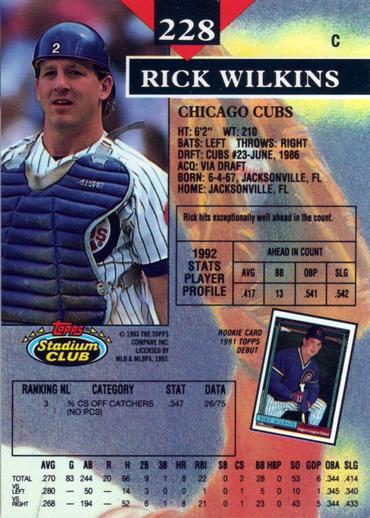 Rick Wilkins  baseball card collectible - Main Image 2