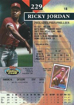 Ricky Jordan  baseball card collectible - Main Image 2