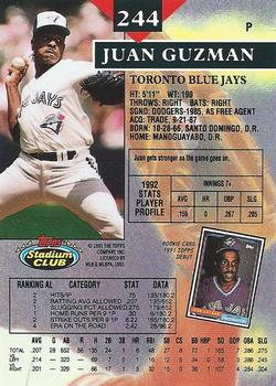 Juan Guzman  baseball card collectible - Main Image 2