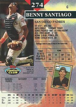 Benny Santiago  baseball card collectible - Main Image 2