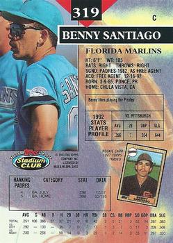 Benny Santiago  baseball card collectible - Main Image 2