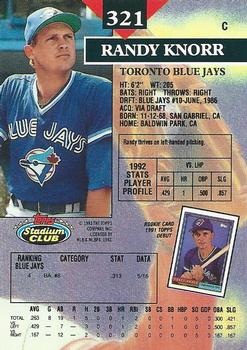 Randy Knorr  baseball card collectible - Main Image 2